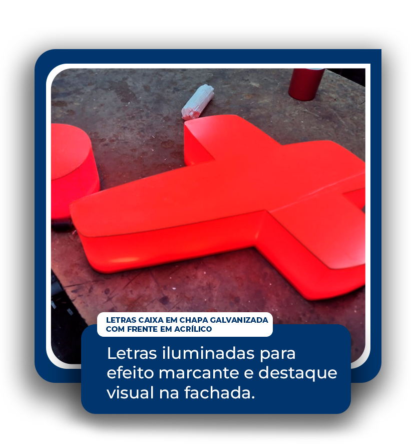 Letras Caixa em Chapa Galvanizada com Frente em Acrílico